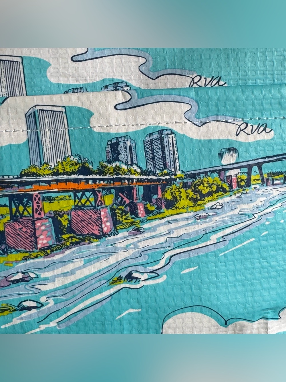 SCOUT RVA Richmond Virginia Landmark Pocket Tote Bag Zip Top Turquoise - Picture 15 of 16